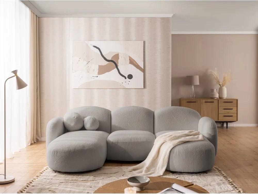 Divano angolare grigio (a U) con rivestimento in bouclé Orbit – Ropez