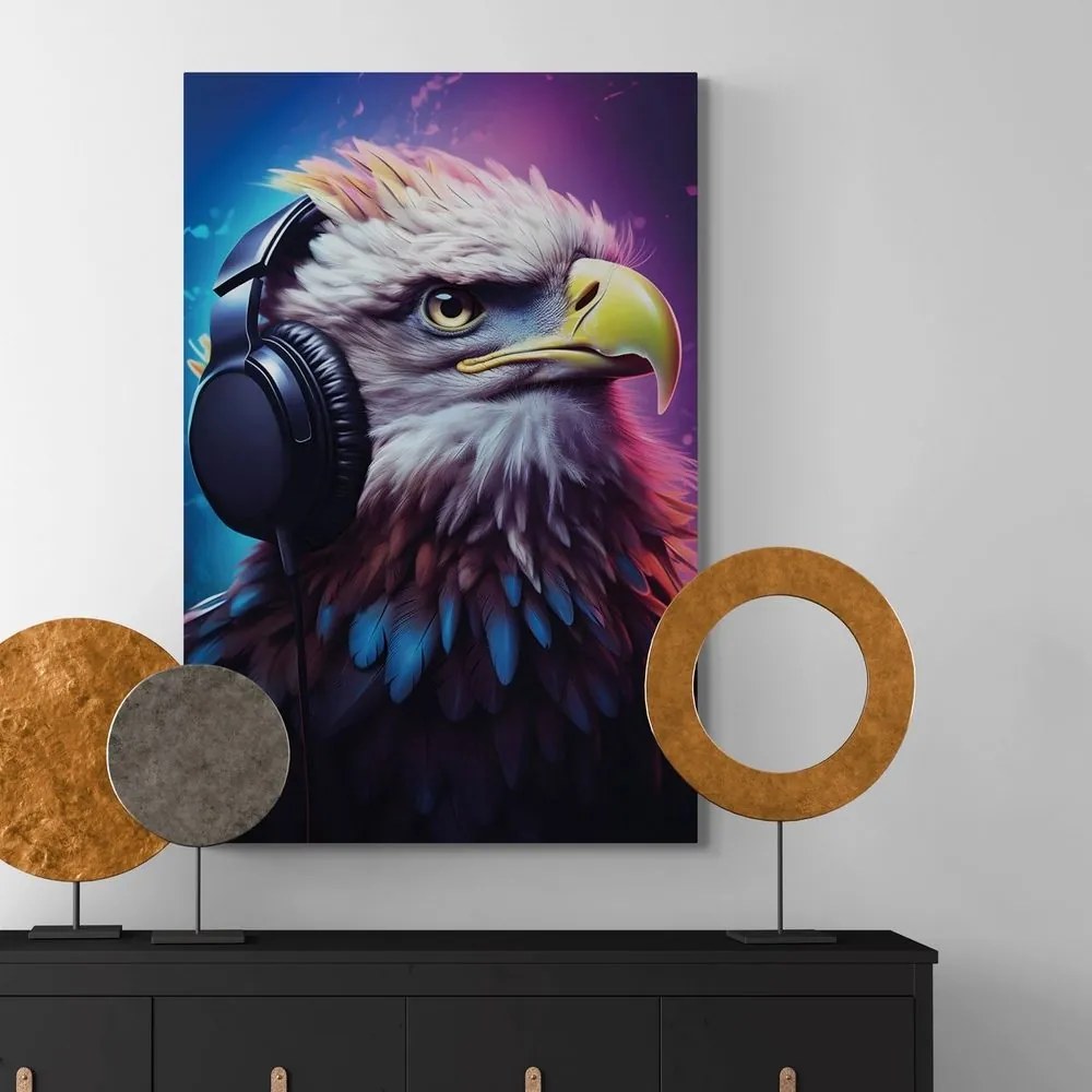 Quadro su tela – Aquila con cuffie