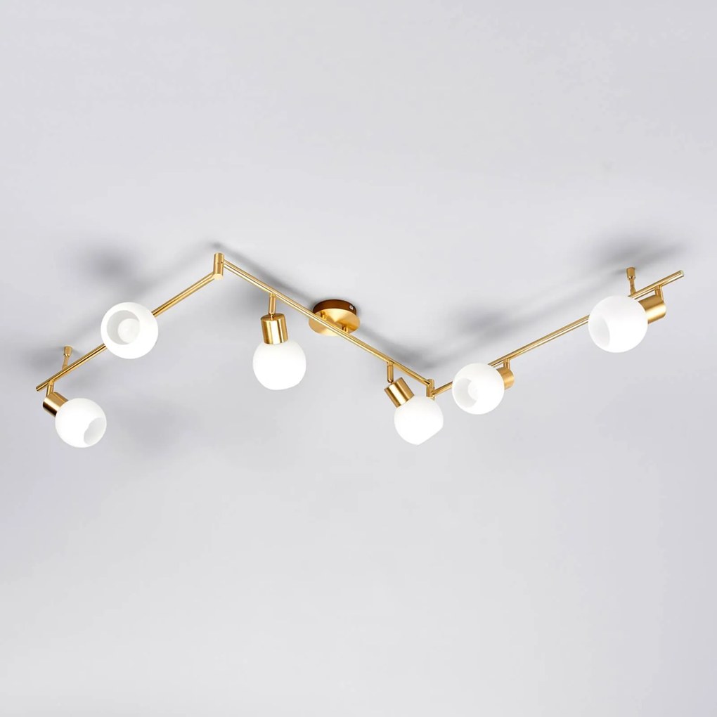 Faretto a soffitto ELAINA Lindby, dimmerabile, Ottone / Oro, Soggiorno / Sala da pranzo, Metallo, Moderno, Plafoniera