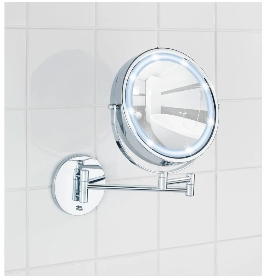 Specchio per make-up con illuminazione/con ingrandimento (5x) ø 17,5 cm Power-Loc Lumi – Wenko