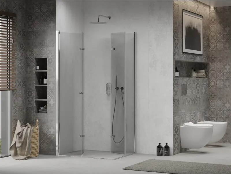 Mexen Lima Duo cabina doccia pieghevole 100 x 80 cm, trasparente, cromo - 856-100-080-02-00