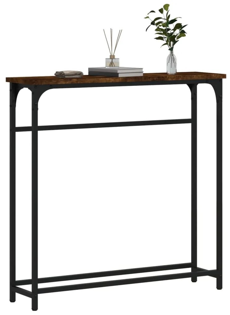 Tavolino consolle rovere fumo 75x19,5x75cm in legno multistrato