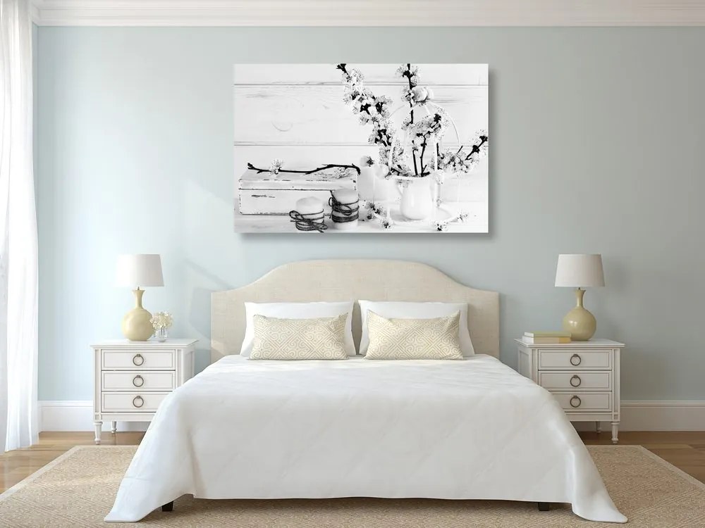 Quadro su tela – Natura morta rustica in bianco e nero