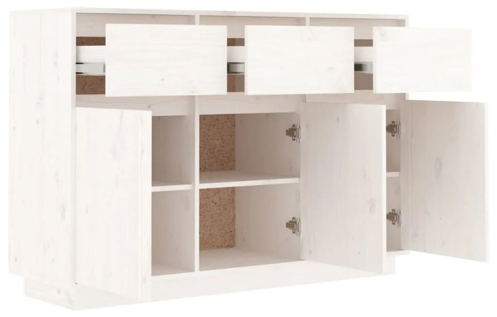 Credenza bianca 110x34x75 cm in legno massello di pino