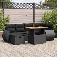 Set Divani da Giardino con Cuscini 8 pz Nero Polyrattan Acacia 3328056