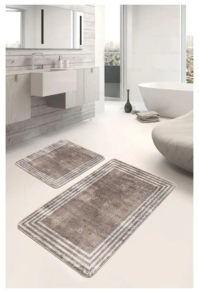 Set di tappetini per il bagno marroni in velluto 2 pz 60x100 cm – Mila Home