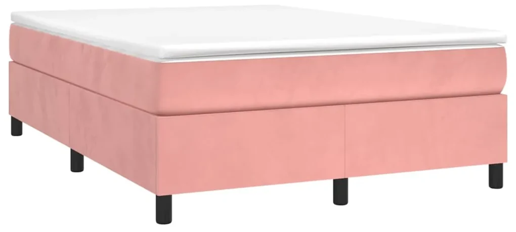 Giroletto a molle con materasso rosa 140x190 cm in velluto