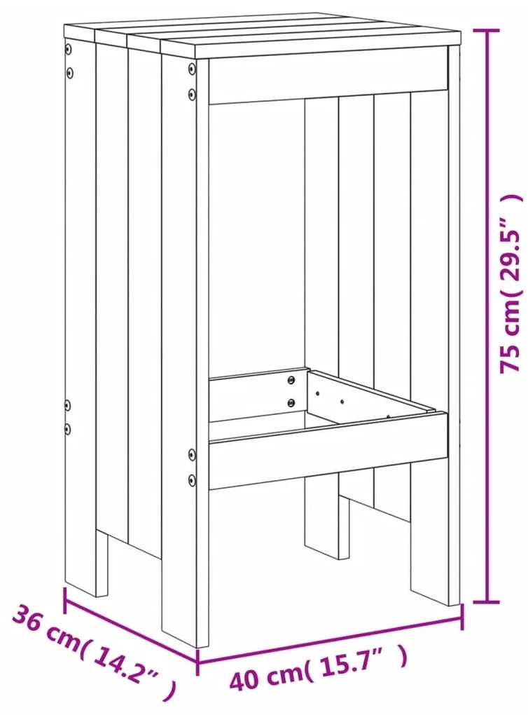 Set Bar da Giardino 9 pz Nero in Legno Massello di Pino