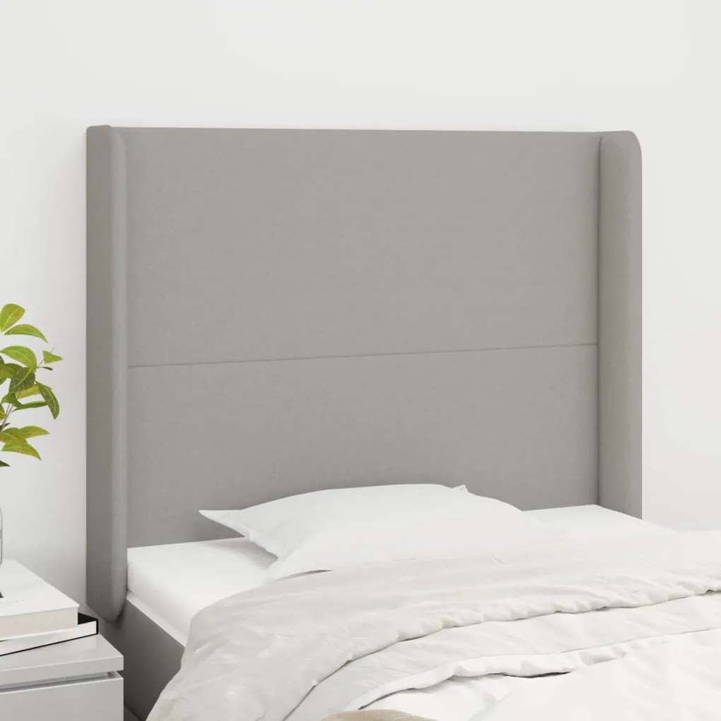Testiera Ad Orecchio Grigio Chiaro 93x16x118/128 Cm İn Tessuto /