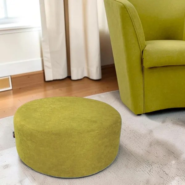 Pouf Tondo Dante L70 cm in Tessuto Antimacchia VERDE