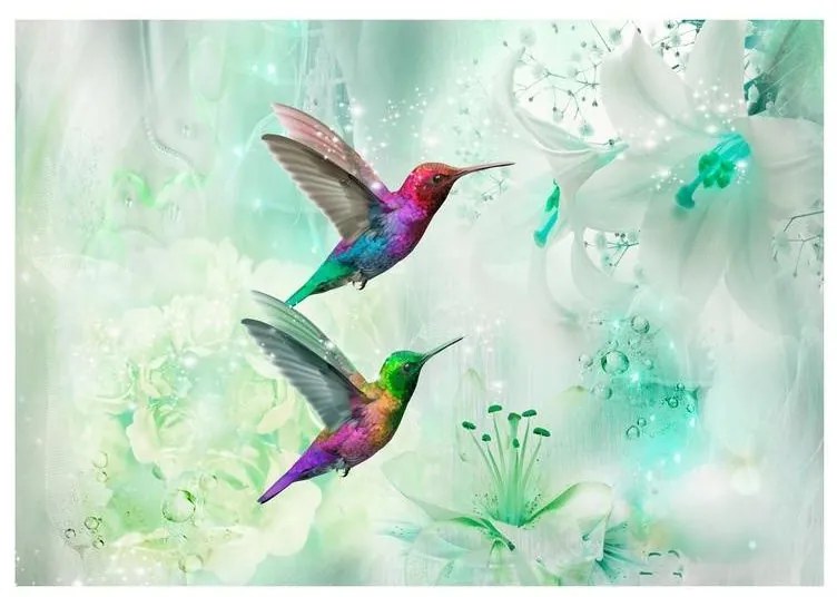 Fotomurale adesivo  Colourful Hummingbirds (Green)  Larghezza x Altezza Home decor 196x140