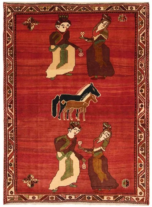 Gashghai Tappeto persiano 190x140 Rosso (Iran) Annodato A Mano