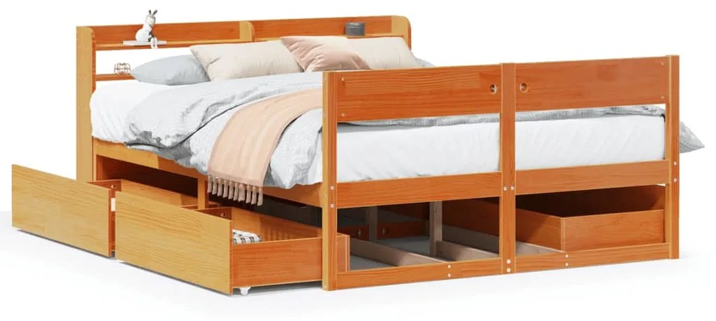 Letto senza materasso marrone cera 140x190 cm in legno di pino