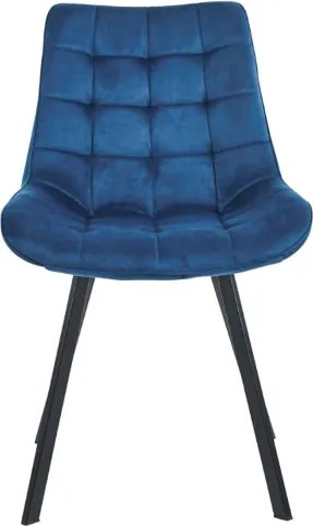 Sedia da pranzo in velluto Blu e gambe metallo nero - Roma 2 sedie