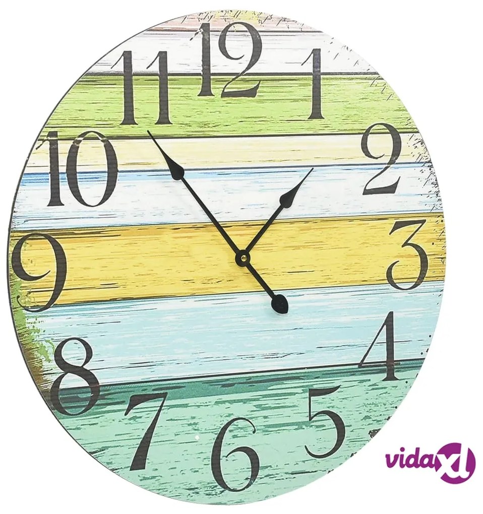 vidaXL Orologio da Parete Multicolore 60 cm in MDF
