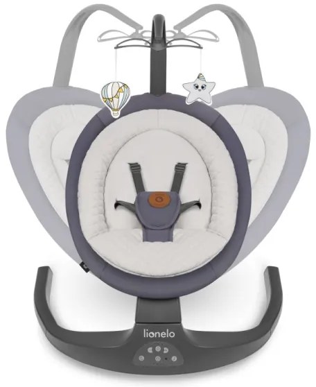 Lionelo - RALF Musical Baby Sdraietta con Melody, 4xAA, Grey Graphite + Remote Control
