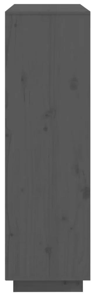 Credenza grigia 110,5x35x117 cm in legno massello di pino