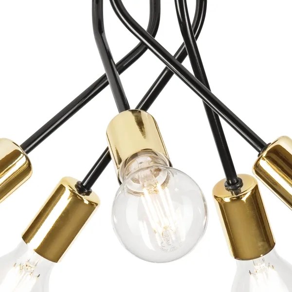 Lampadario a sospensione con supporto rigido PRIYA 5xE27/15W/230V nero