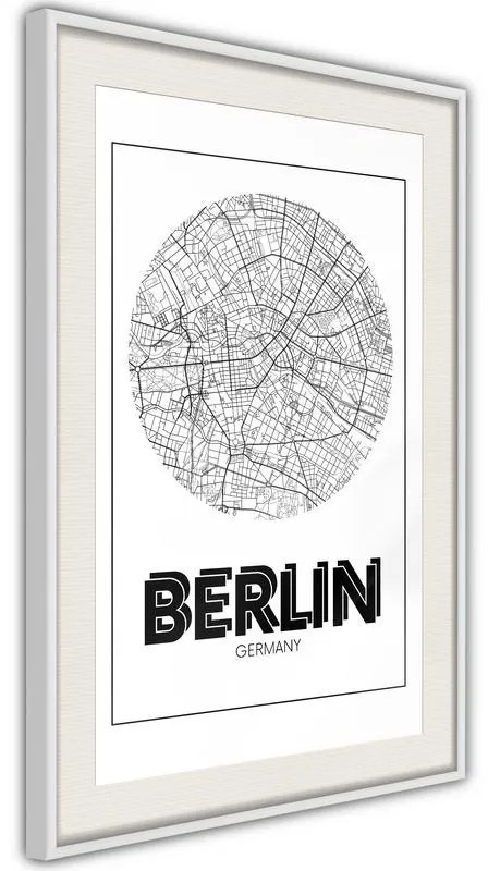 Poster  City Map: Berlin (Round)  Cornice Quadri Cornice nera con pass-partout, Larghezza x Altezza Home decor 30x45