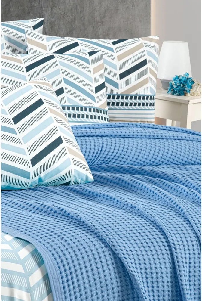 Copriletto in cotone blu 220x240 cm Waffle - Mila Home