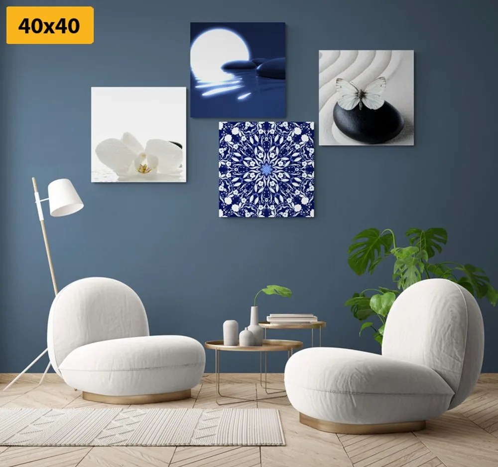 Set di quadri – Feng Shui in bianco e blu
