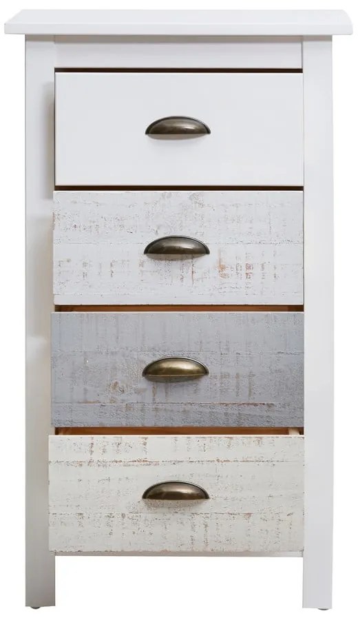 Cassettiera alta bianca e grigia con 4 cassetti , 46 x 80 cm Romantica - Marckeric