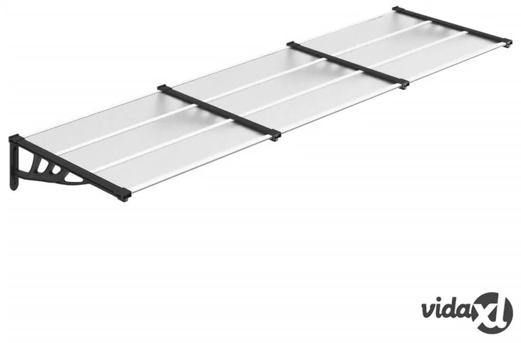 vidaXL Tettoia per Porta Nero e Trasparente 297,5x90 cm Policarbonato
