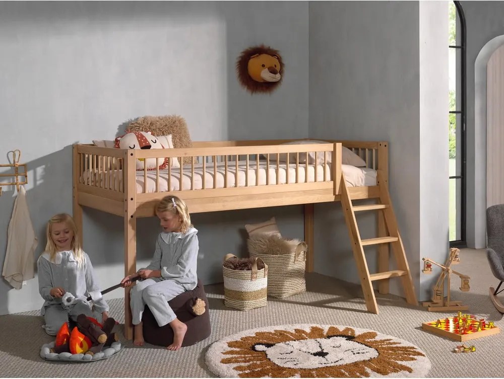 Letto rialzato per bambini in legno di quercia in colore naturale 90x200 cm Forrest - Vipack