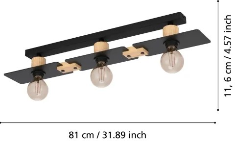 Eglo 43751 - Plafoniera BRAMERTON 3xE27/40W/230V