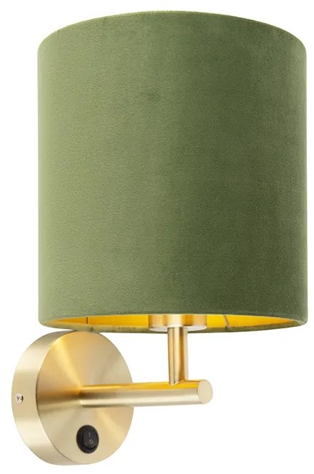 Applique da parete elegante dorata con paralume in velluto verde - Matt
