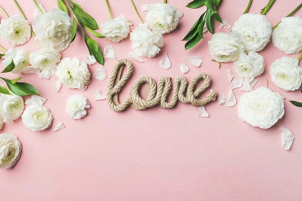 Carta da parati autoadesiva – Scritta Love in stile romantico
