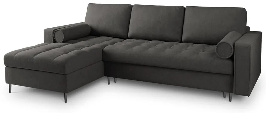 Divano letto angolare grigio scuro, angolo sinistro Santo - Milo Casa