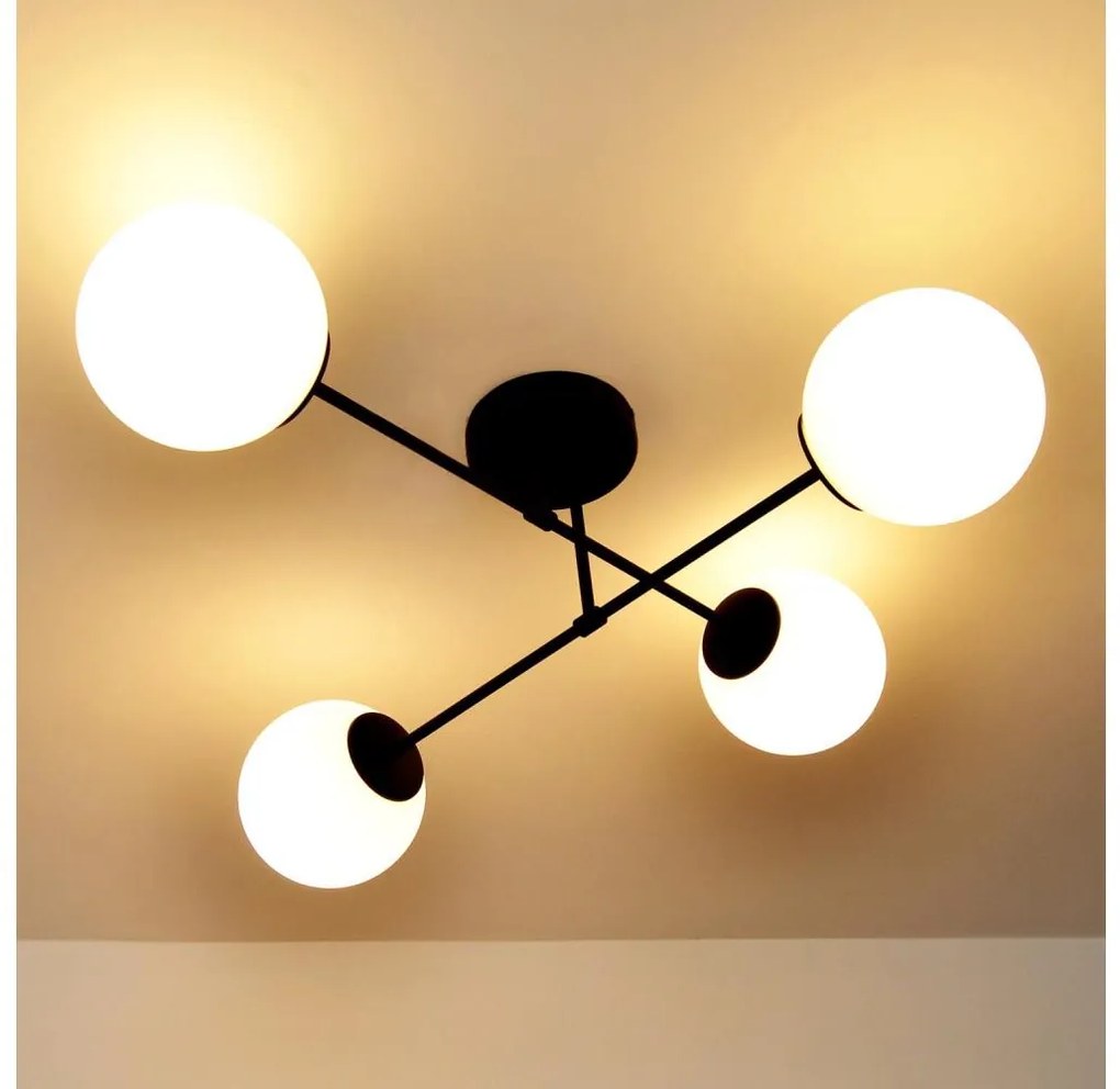 Lampadario a plafone MOON 4xE27/15W/230V nero