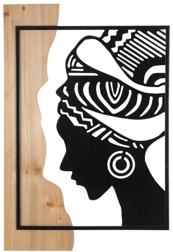 Pannello Decorativo Tribale in Ferro e Legno - 53x2x80 cm