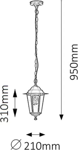 Rabalux 8208 - Lampadario da esterno VELENCE 1xE27/60W/230V