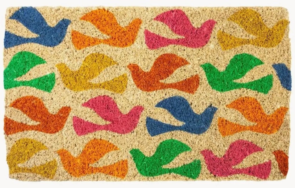 Zerbino in cocco dipinto a mano Doves