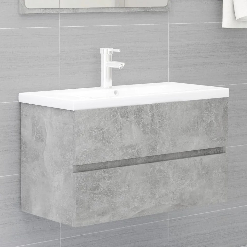 Mobile Lavabo Grigio Cemento 80x38,5x45 Cm İn Legno Multistrato /