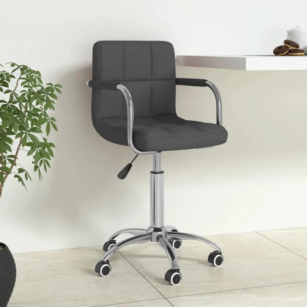 Sedia Da Ufficio Girevole Grigio Scuro İn Tessuto /