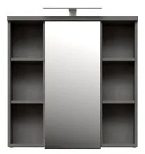 Mobile da bagno sospeso con specchio VENOM, antracite/marrone