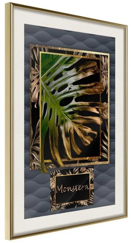 Poster Monstera in the Frame Cornice Quadri Cornice d'oro con passe-partout, Larghezza x Altezza Home decor 20x30