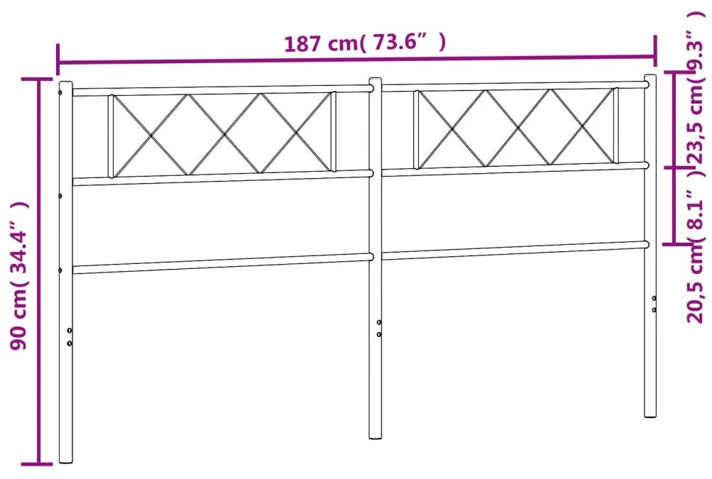 Testiera in Metallo Nero 180 cm