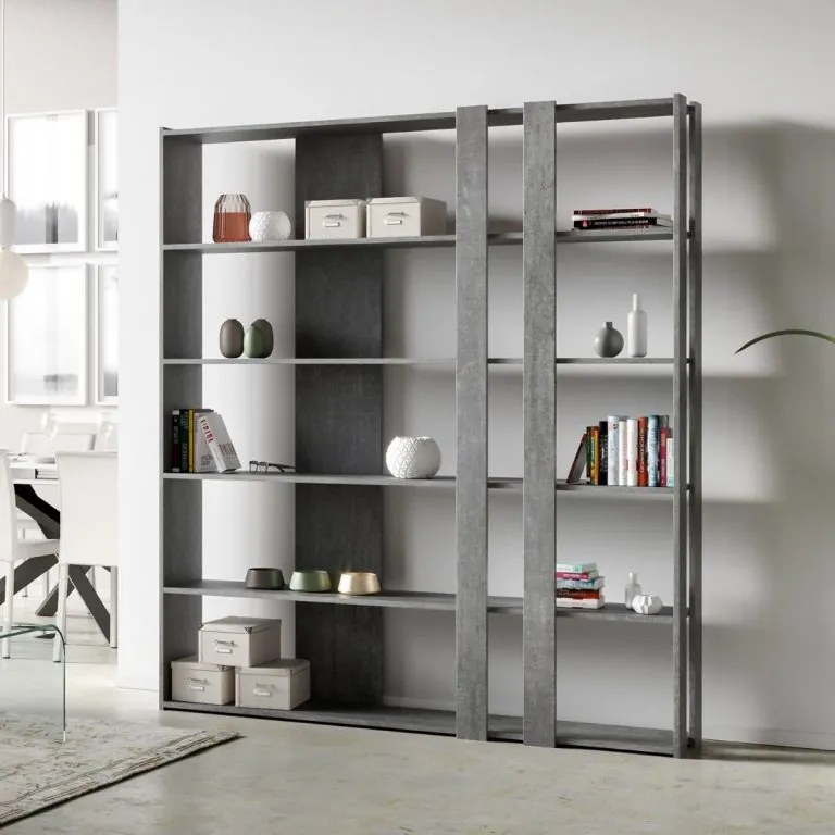 Libreria Eleganza Kato, Composizione C Kato 6R 2 fianchi 4 fasce lunghe / Cemento