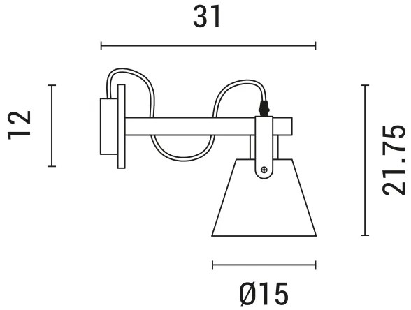 Applique 1xE27/40W/230V nero