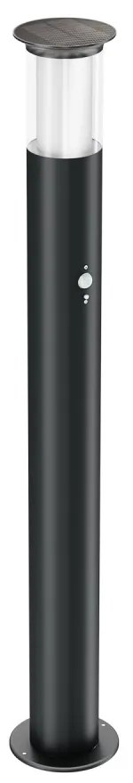 Paletto Solare 80cm in Acciaio Nero con Sensore Movimento e Picchetto Colore Bianco Naturale 4.000K