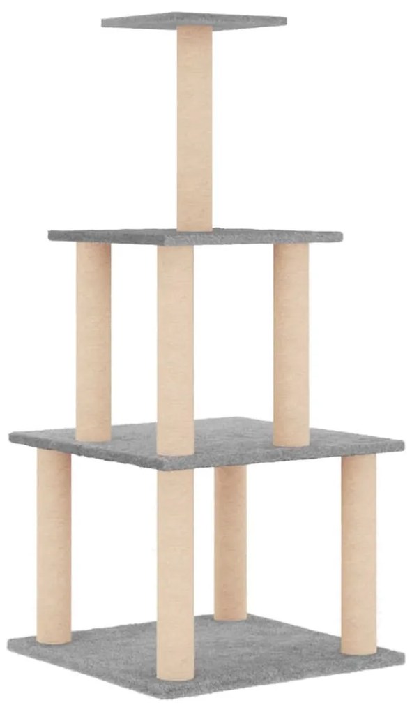 Albero per gatti con tiragraffi in sisal grigio chiaro 111 cm