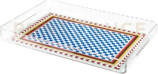 Vassoio piccolo decor in cristallo acrilico decorato disegno foulard