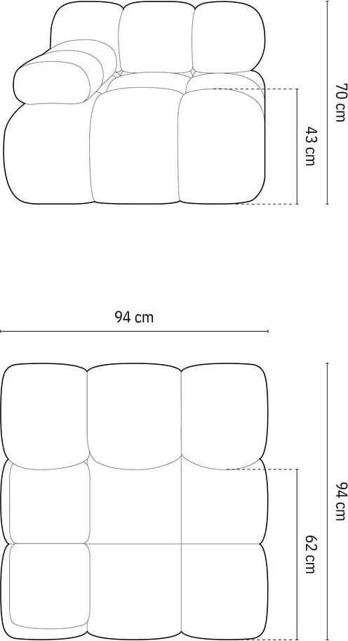 Modulo divano bouclé arancione (angolo sinistro) Bellis - Micadoni Home
