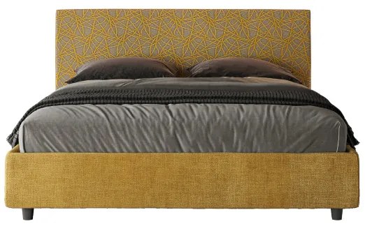 Letto matrimoniale contenitore imbottito 160x190 tessuto Era 6 giallo Arla