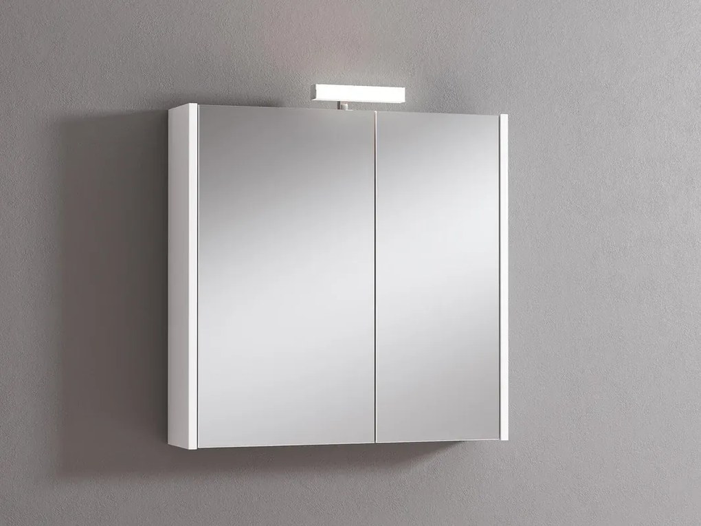 Pensile con luce Akira laccato bianco opaco L 71.5 x H 70 x P 15.5 cm