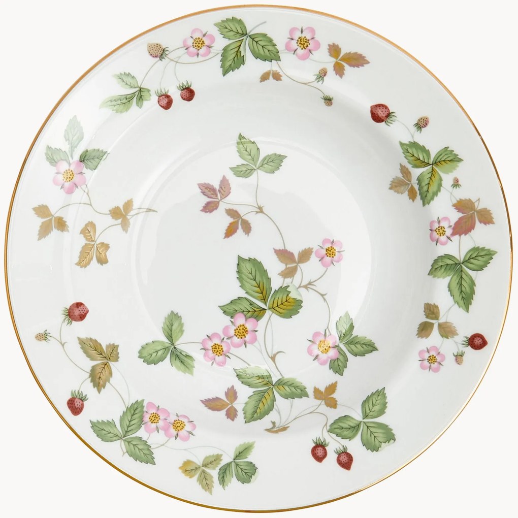 Piatto fondo in Fine Bone China con bordo decorativo Wild Strawberry
